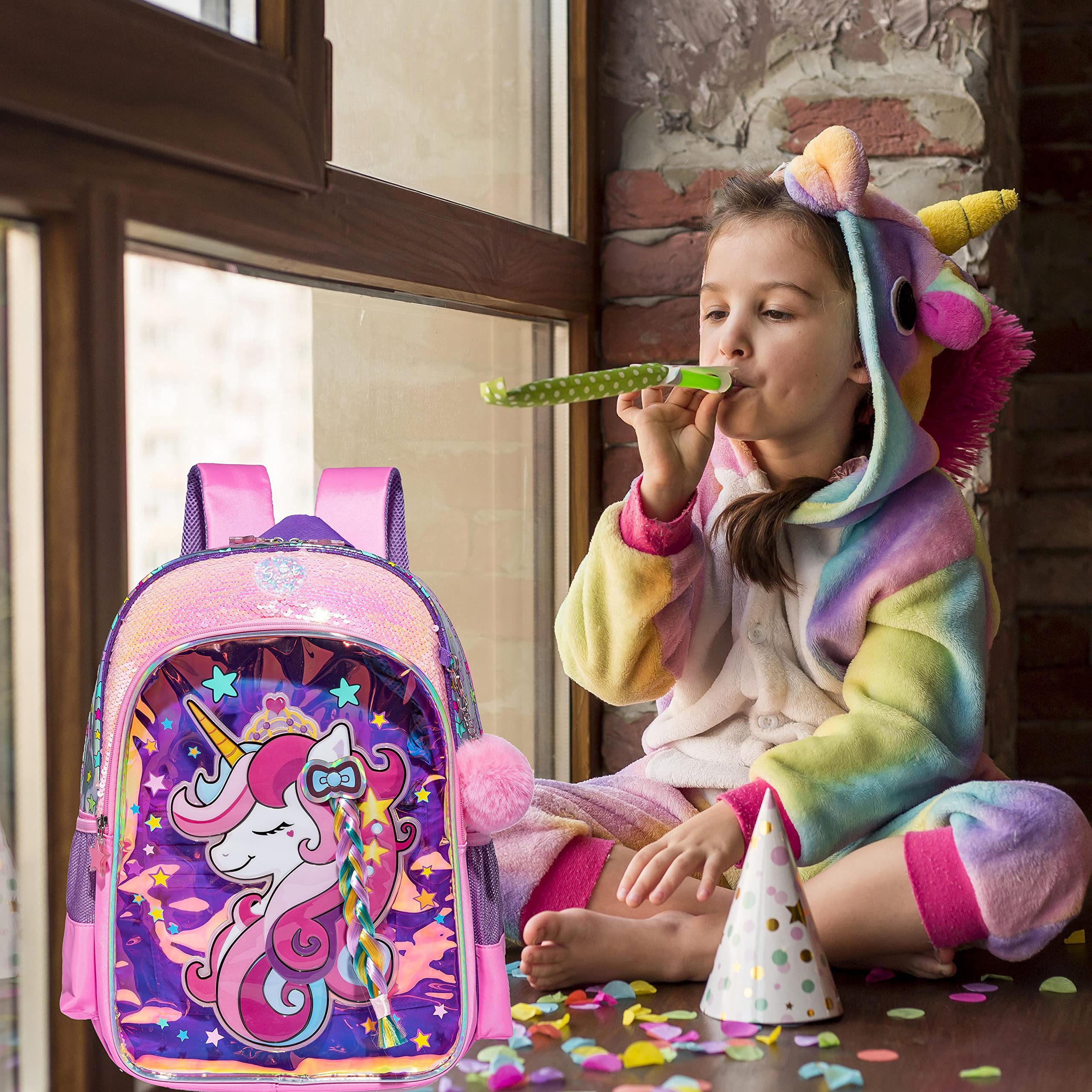 Kids Backpack for Gilrs School Backpacks with Lunch Box for Elementary Kindergarten Student Cute Pink Bookbag for Girls 82dc3