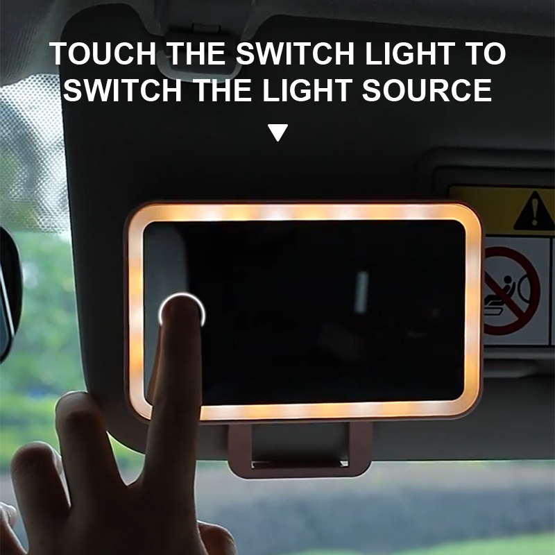 SEAMETAL LED Car Makeup Mirror for Lady Sun Visor Clip Women Make Up Vanity Mirror with Touch Switch Lighting Universal for Car