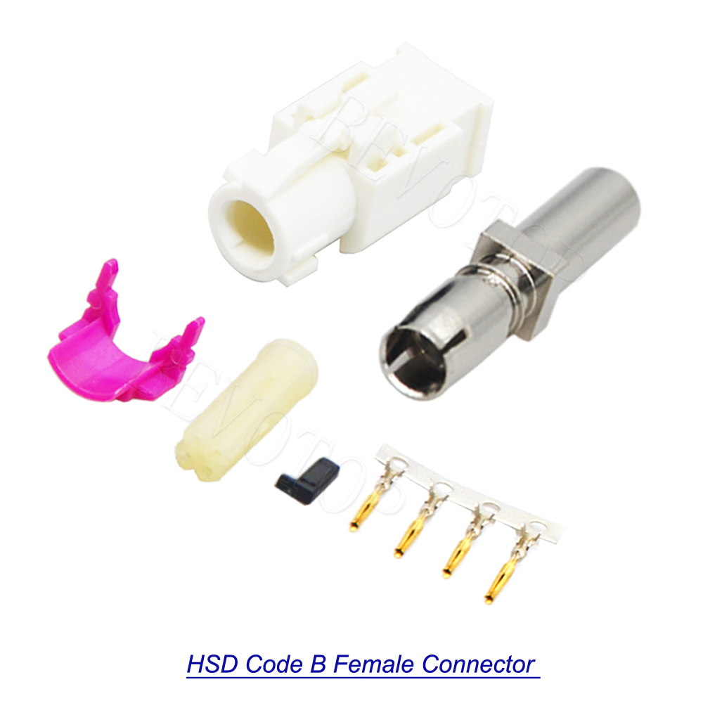 Car Vihicle Fakra HSD LVDS 4 Pin Connector Code A/B/C/D/E/F/G/H/K/L/Z Type Straight Female Crimp Dacar 535 4 Core Coaxial Cable