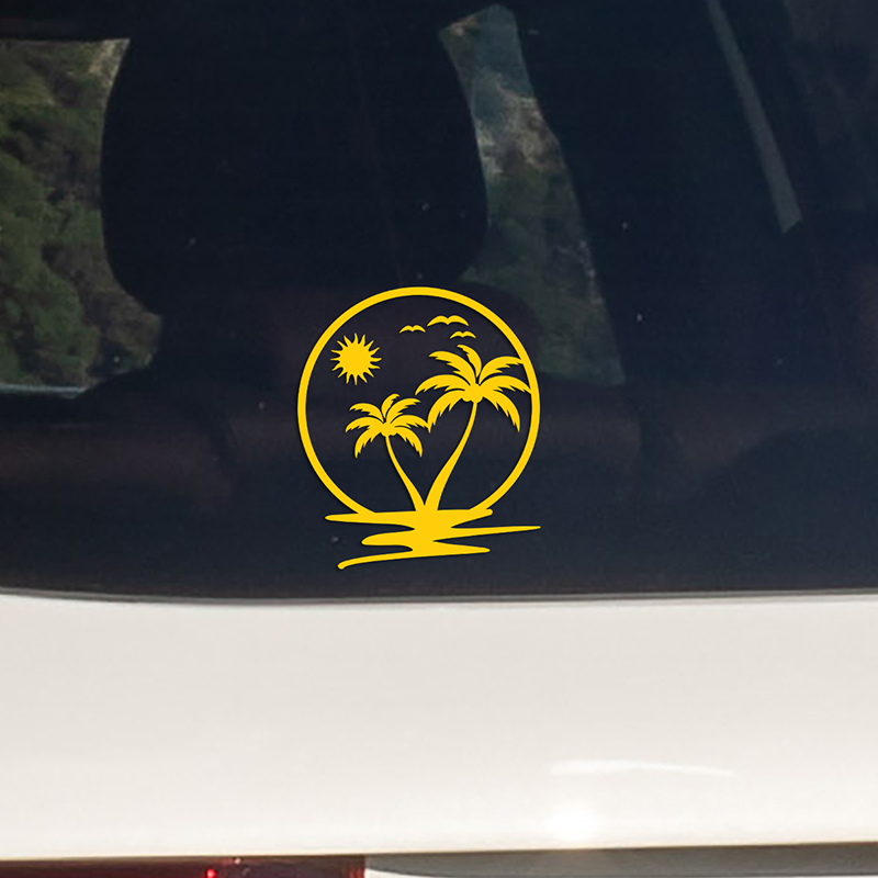 Coconut Tree Stickers Vinyl Waterproof Laser Reflective Trend Decor Sticker For Car Body Self-adhesive Colorfast