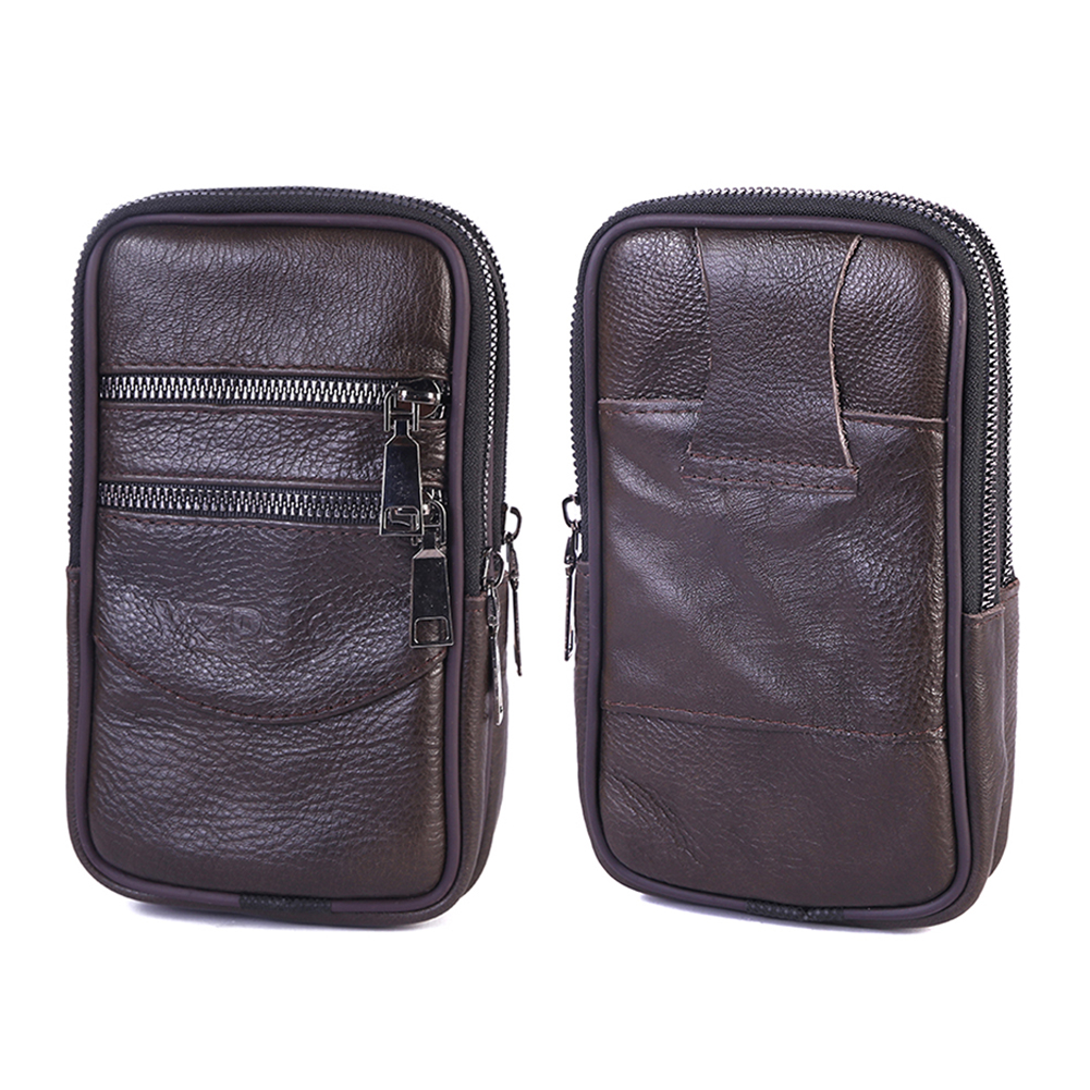 Small Vintage Men Purse Pure Color Bag Vintage Men Casual Cowhide Leather Solid Color Mini Waist Packs Belt Coin Purse smile