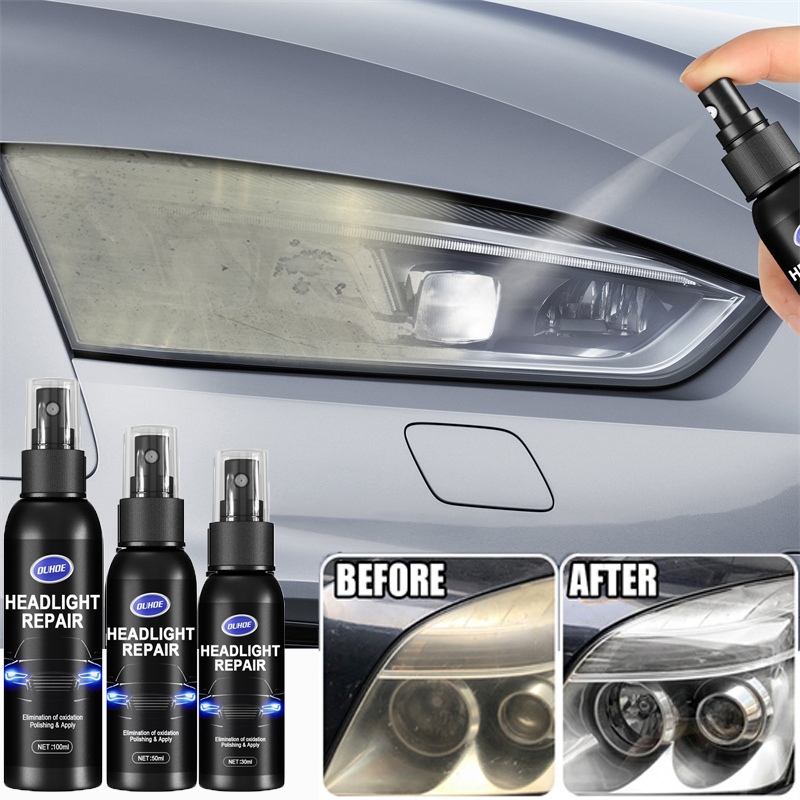 Car Headlight Repair Spray Auto Light Cover Scratches Polishing Cleaner Kit with Sponge Headlights Refurbished Maintenance Agent
