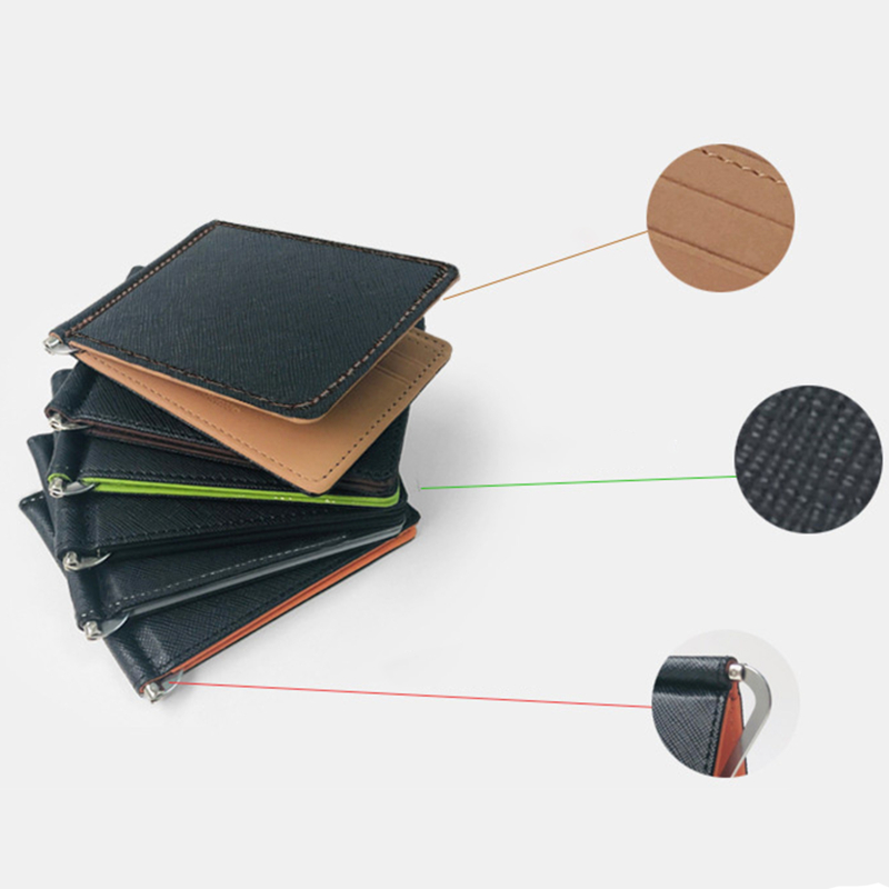 Men Solid Color Wallet Short Skin Wallets Purses Pu Leather Money Clips Solid Thin Wallet Men Purses 4 Colors