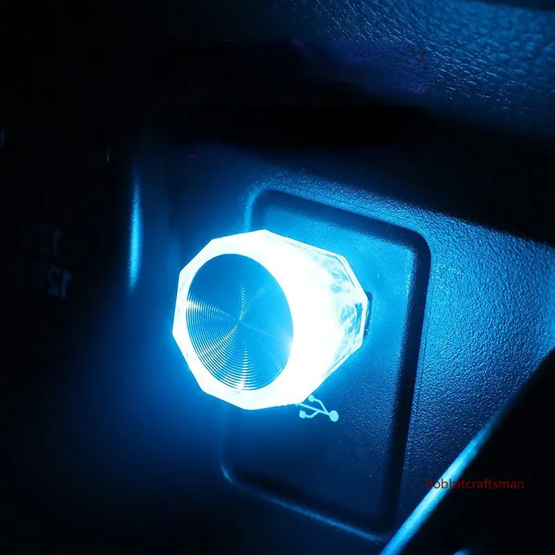 Cigarette Lighter USB Atmosphere LED Mini Colorful Night Light Wiring-Free Car Interior Lighting Universal Accessories