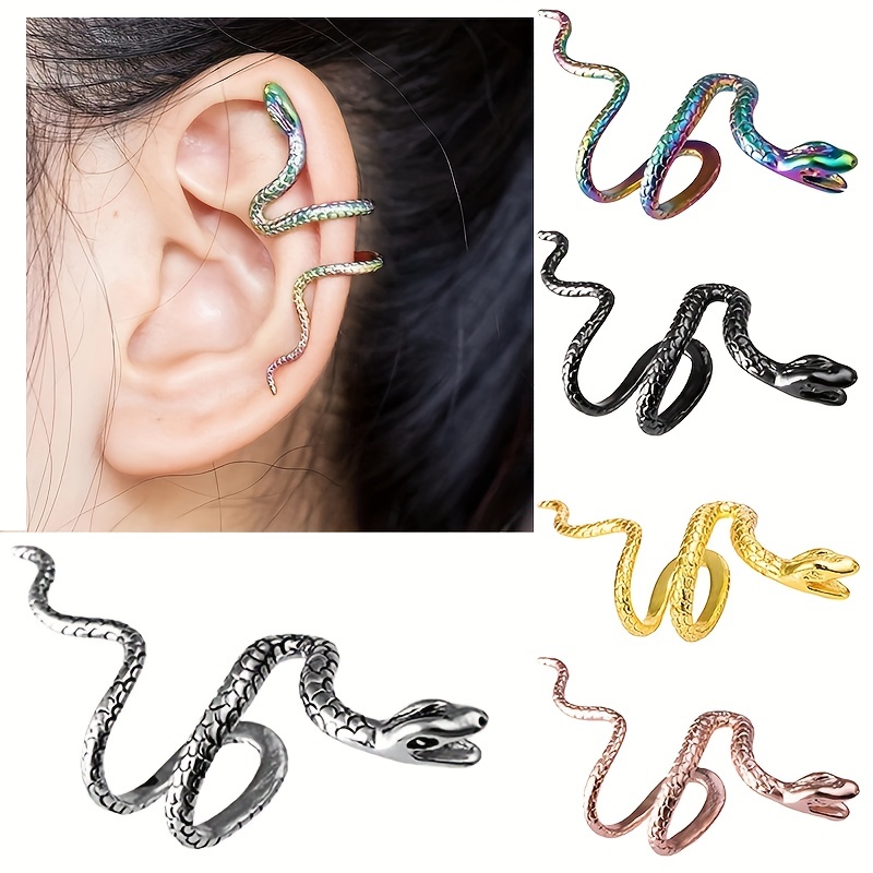 1Pcs Unisex Spiral Snake Ear Cuff - No Piercing Ear Wrap, Stylish Open Hoop Earring Fake Piercing Cartilage Tragus Earrings 6bd79 5 1d851