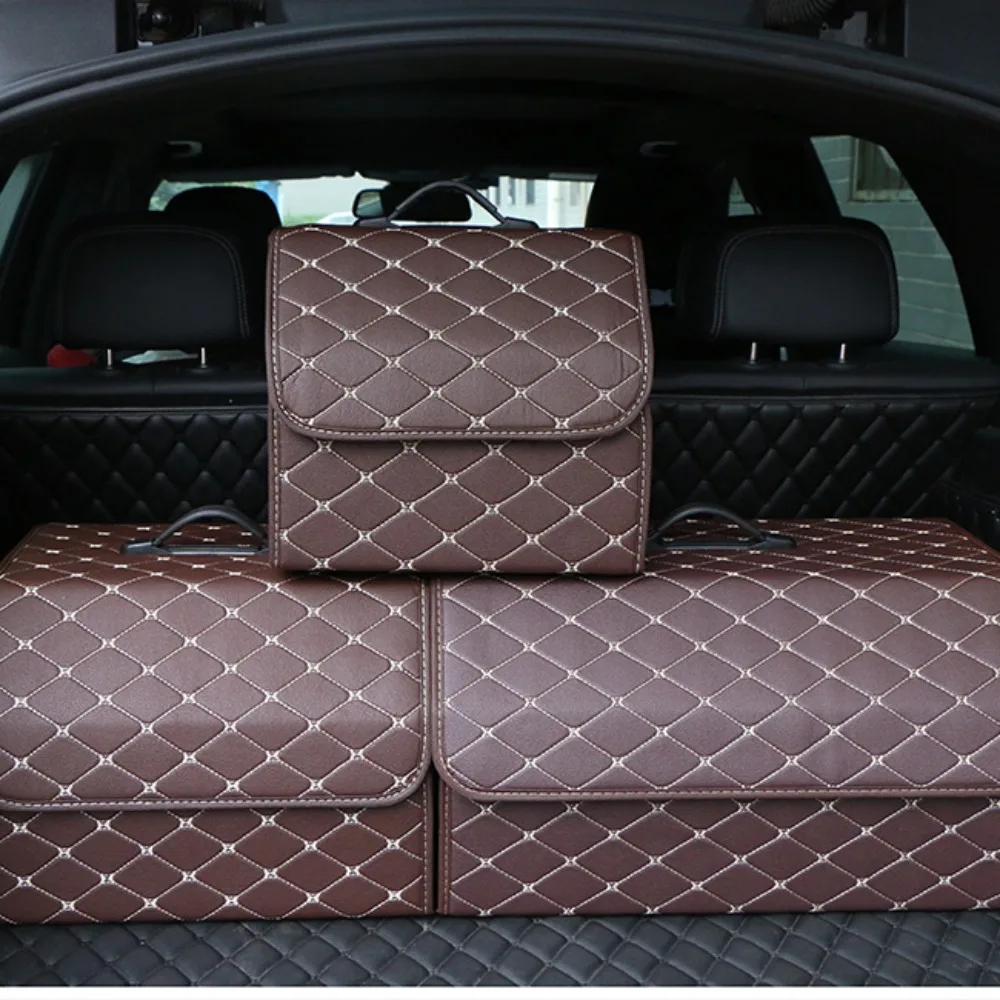 Box Storage Car ddmysmile Trunk Large Capacity Multiuse Tools Storage Bag Leather Folding For Emergency Storage Box Car Accessories Smile