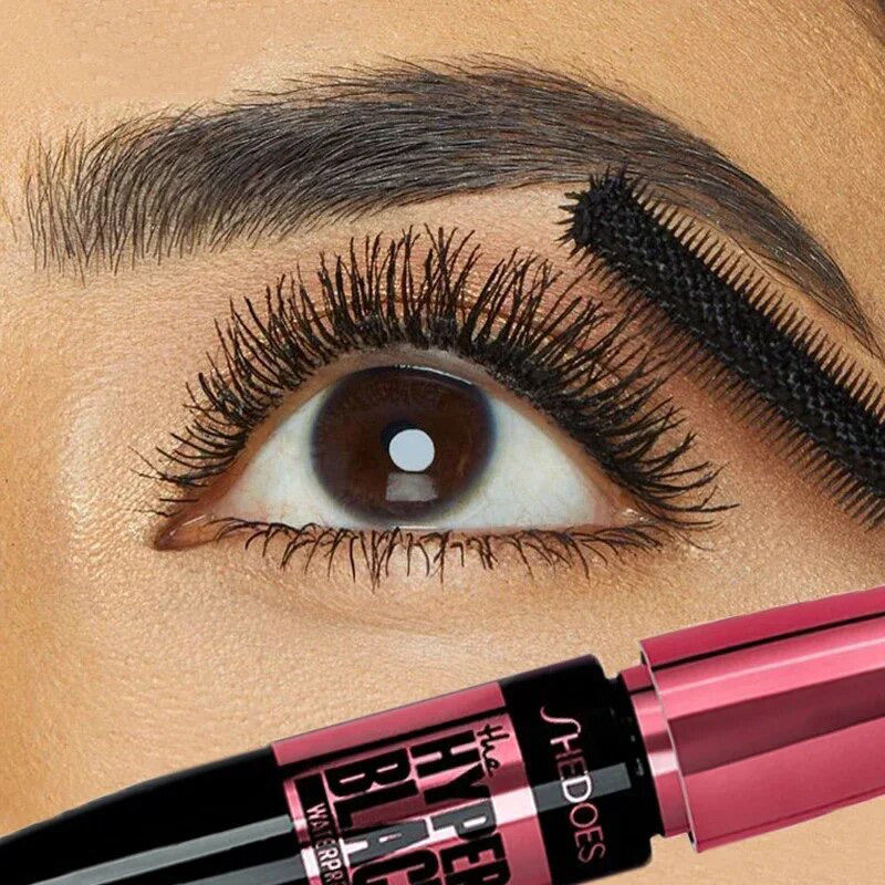 Mascara Quick Waterproof Drying Black Non-blooming Mascara Long Lasting Waterproof Curling Thick Smooth Eyelash Makeup smile