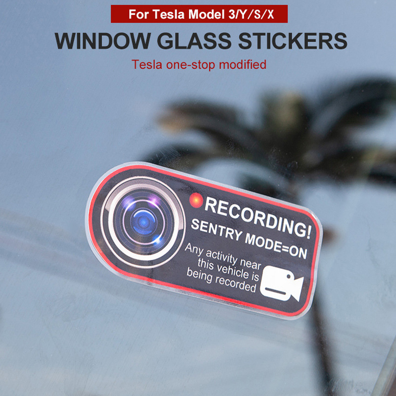 Static Car Stickers for Tesla Model 3 Model Y Model S Model X Sentry Mode Warning Stickers Electrostatic Stickers