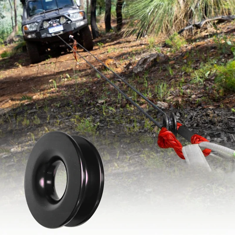 for Truck Vehicle Recovery 41000lbs Winch Rope Synthetic Soft Shackle+Recovery Ring Set Red Shackles with Protective Sleeve