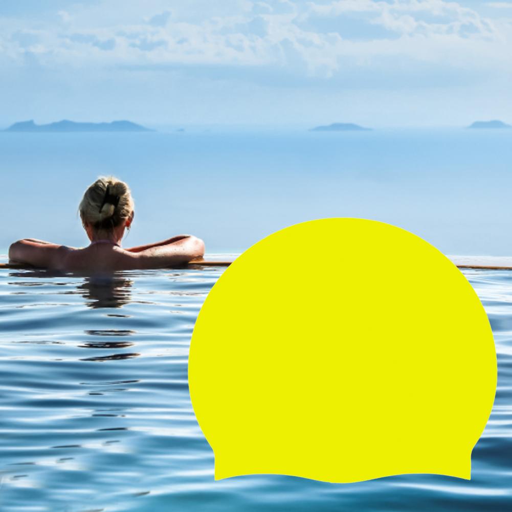 Life Hat Pool Swim Long Swimming Cap Tear-resistant Practical Elastic Silicone Swimming Cap for Swimming smile