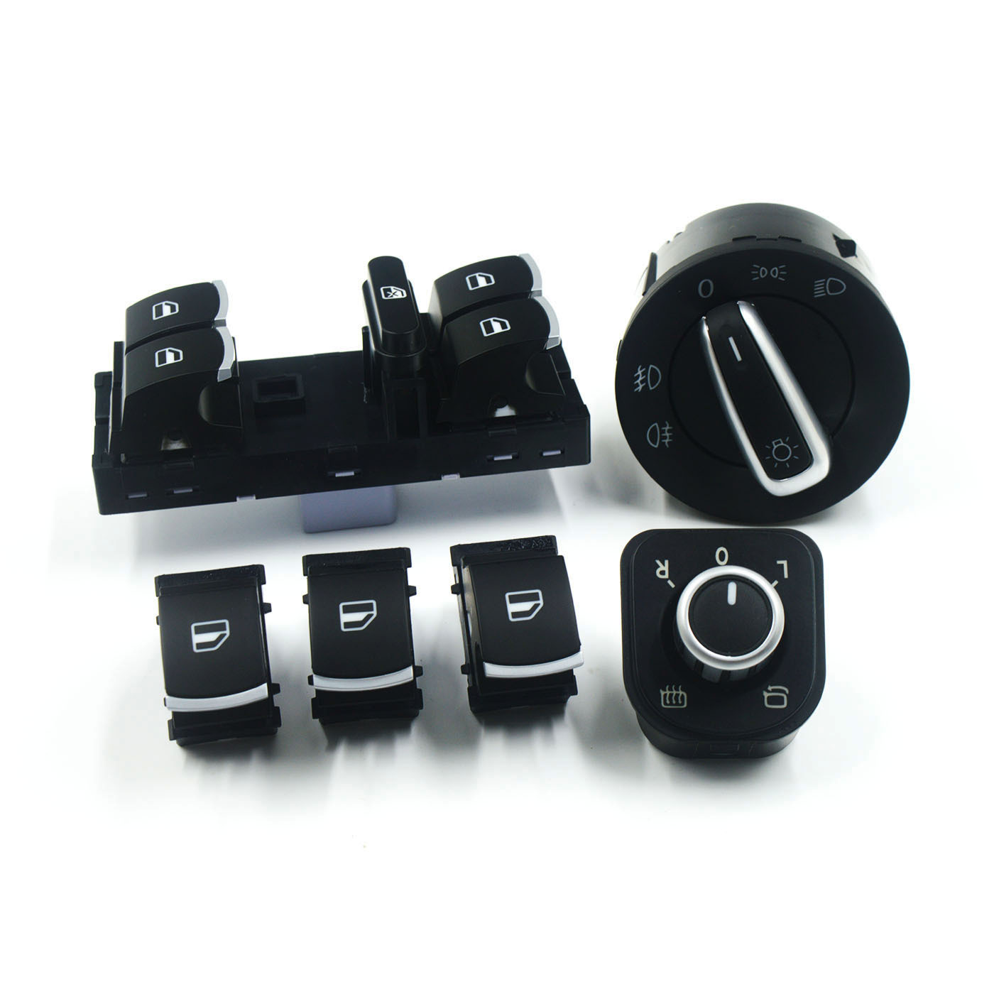 Car Chrome Headlight Switch+Chrome Power Side Mirror Switch For VW Golf Jetta 5 6 Passat B6 Touran Tiguan Scirocco Amarok