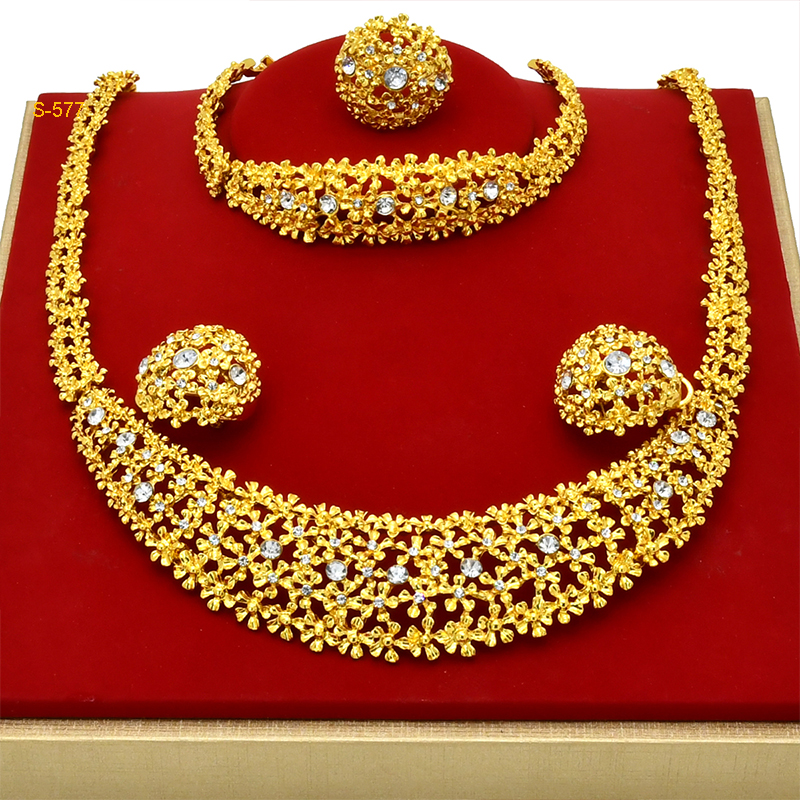 ANIID Arabic Dubai Jewelry Set for Women Earrings Ethiopian African Gold Color Necklace Wedding Bridal Gift 6e344