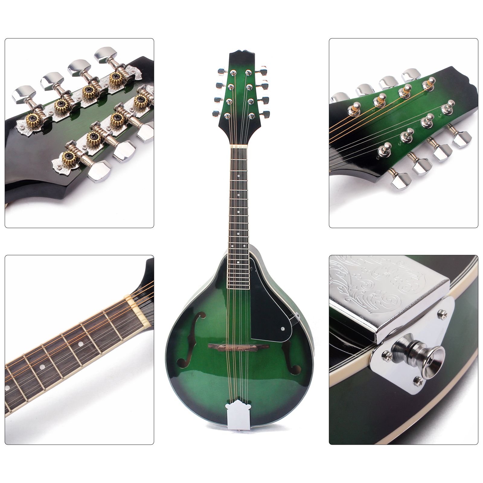 Mandolin A Style 8-String Basswood Body Engineer Wood Fingerboard Adjustable String Instrument for Benginners with Storage Bag