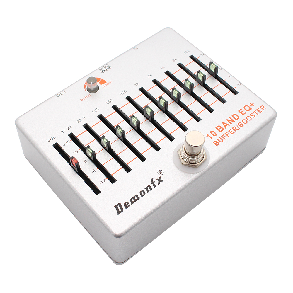 NEW Demonfx 10 Band EQ+ Buffer Boost Guitar Bass Effect Pedal Equalizer Buffer Boost