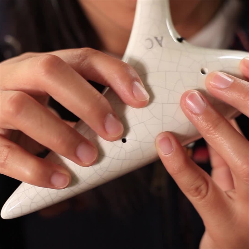 Multi-color 12 Holes Ceramic Ocarina Alto C Starry Style Musical Orff Instrument With Lanyard Music Score Protective Bag