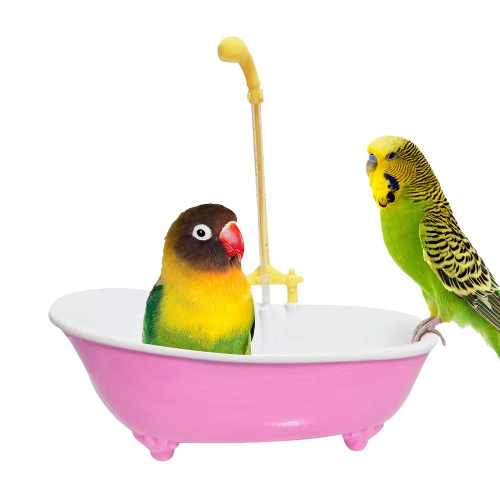 Parrot Automatic IntelligentBath Bird Shower Bathtub AccessoriesHousehold Cute Supplies Cage Blue Plastic AccessoryBird Par D8S4