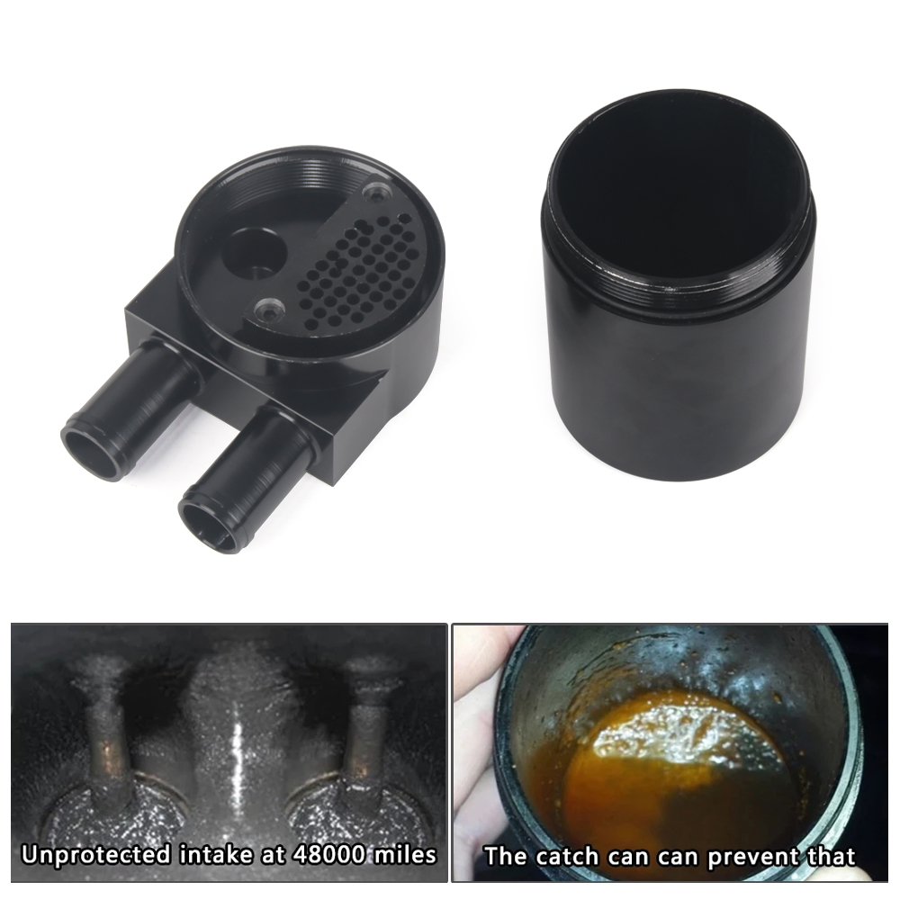UNIVERSAL Aluminum Alloy Reservior Oil Catch Can Tank For N54 335 E90 E91 Touring E92 Coupe E60 E93 Black / Sier