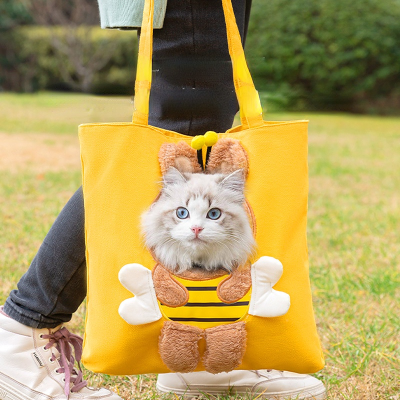 Soft Pet Carriers Bees Design Portable Breathable Bag Cat Dog Carrying Bags Large Capacity Outgoing Travel Pets Handbag