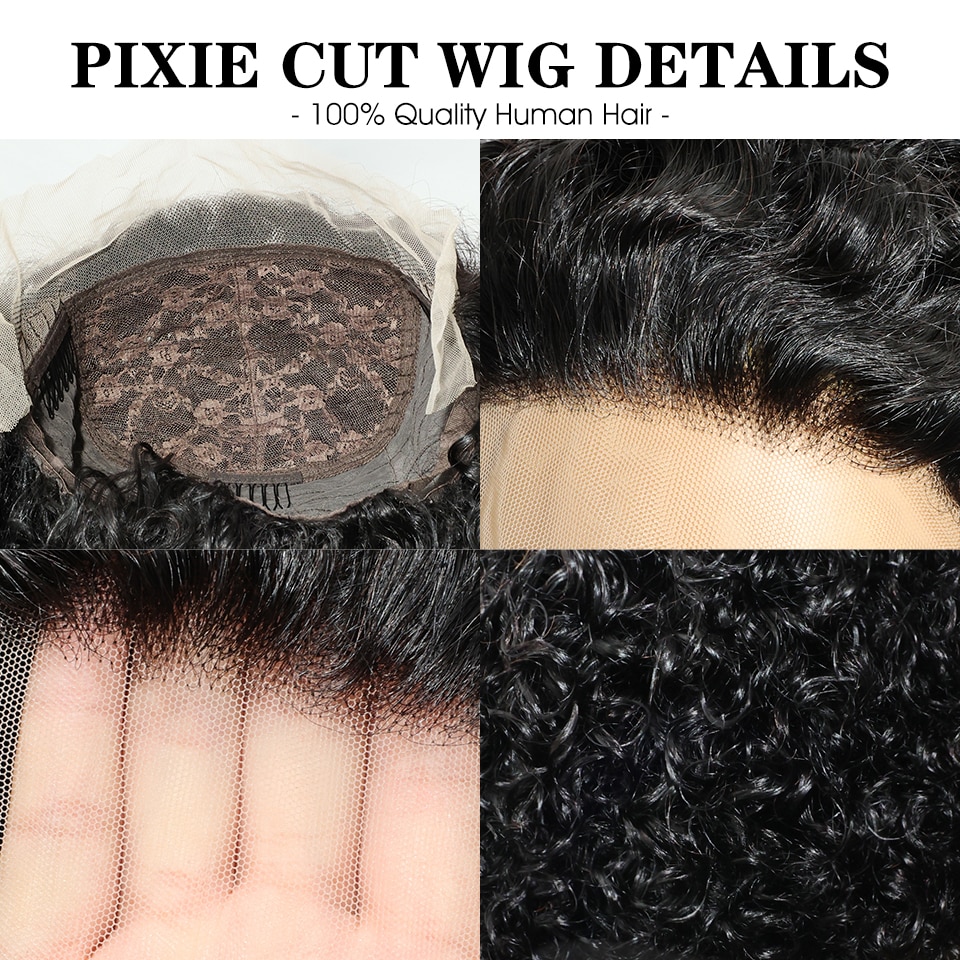 Pixie Cut Wig Human Hair Curly 13x1 Transparent Lace Wig 8inches Pre-Plucked Short Bob Human Hair Wig for Women Natural Hairline ab1b2 5 3c908