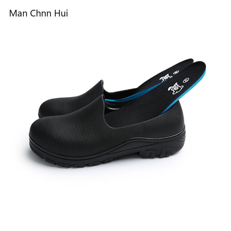 Kitchen Work Shoes Anti-Slip Waterproof Oil-proof Steel Toe Caps Working Safety Chef Shoes Hotel Restaurant Cook Casual Shoes