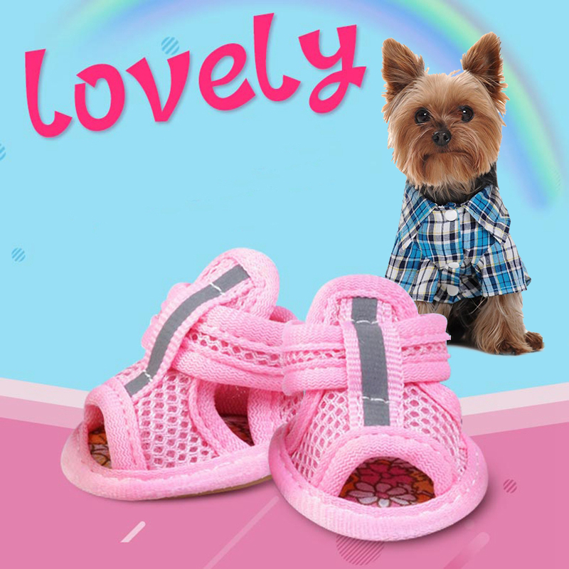 4Pc/Set Non-slip Summer Dog Shoes Breathable Sandals Sneakers for Small Dogs Pet Dog Socks Cute Puppy Cat Shoes Sapato Cachorro