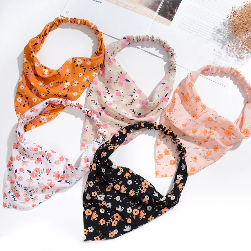 63 Style Bohemia Bandana For Women Elastic Hair Bands Triangle Headscarf Floral Print Head Wrap Scarf Accessories Headwear 240530