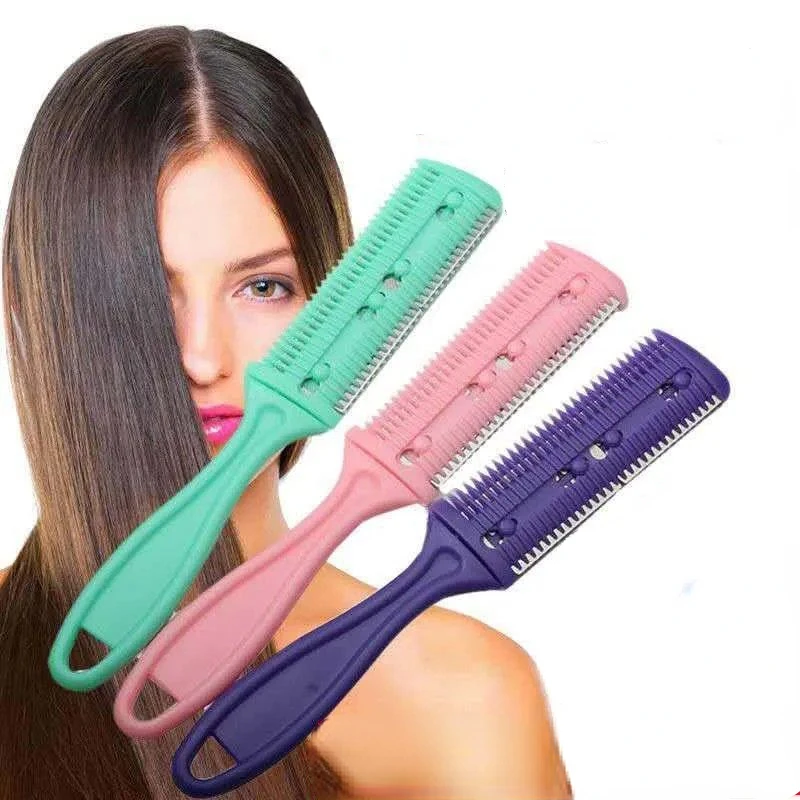 Multicolor Hair Cut Comb Barber Styling Scissor Razor Magic Blade Combs Hairdressing Tool Kit Double-Sided Knife Hair Scissors