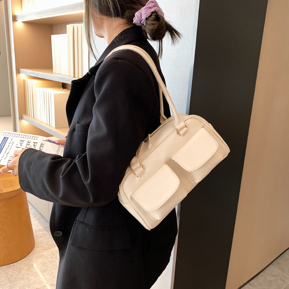 Retro Red Women's Satchel Hobo Bag Patent Leather Multi Pocket Luxury Designer Handbag Female Shoulder Underarm Bag Tote Purses
