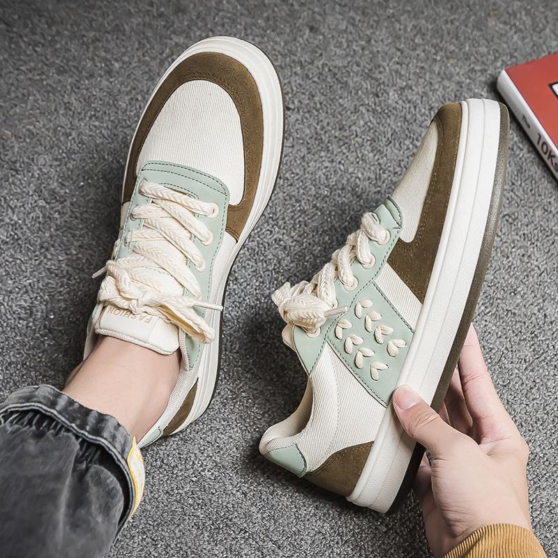 Autumn Men Shoes New Breathable Canvas Shoes Trendy Shoes Heightened Cloth Shoes Versatile Casual Beige Shoes Green Free shipping