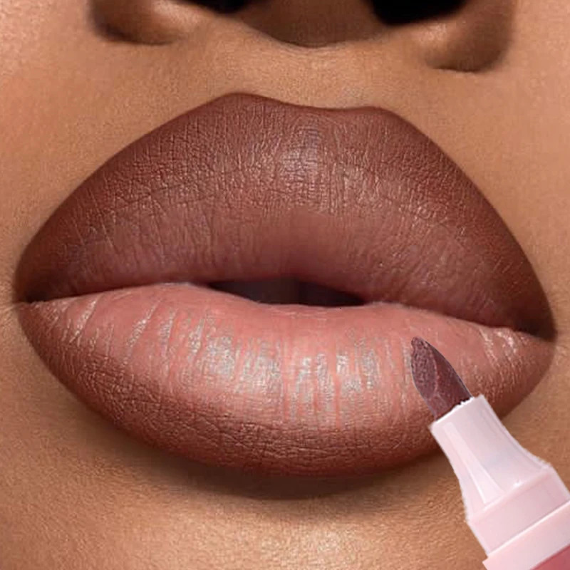 Contour Velvet Lip Liner Pen Double-ended Sexy Red Brown Nude Lipstick Pencil Long Lasting Non Sticky Cup Lips Makeup Cosmetics i240621