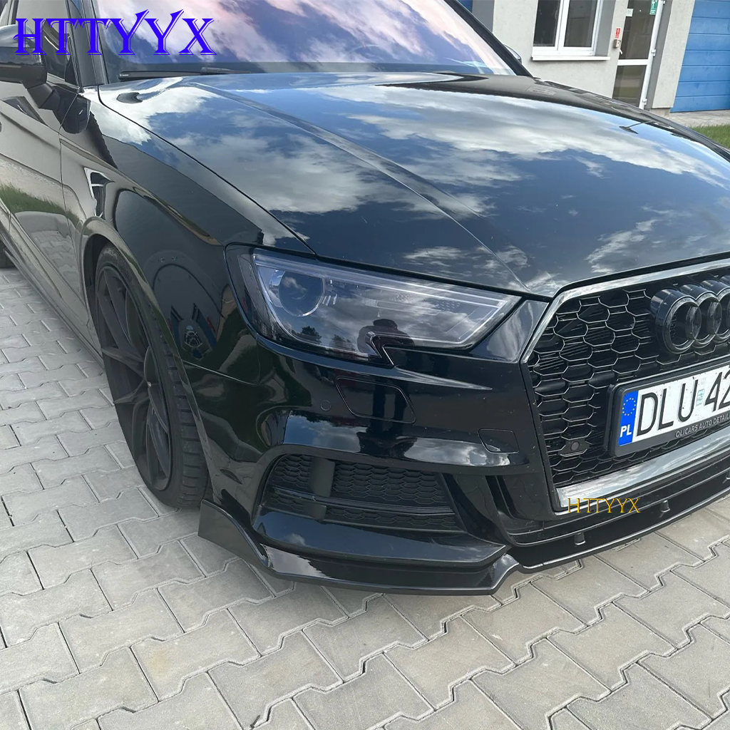 Gloss Black Car Front Bumper Splitter Lip Diffuser Body Kit Spoiler Guard For Audi A3 S3 8V S-Line 2017 2018 2019 2020