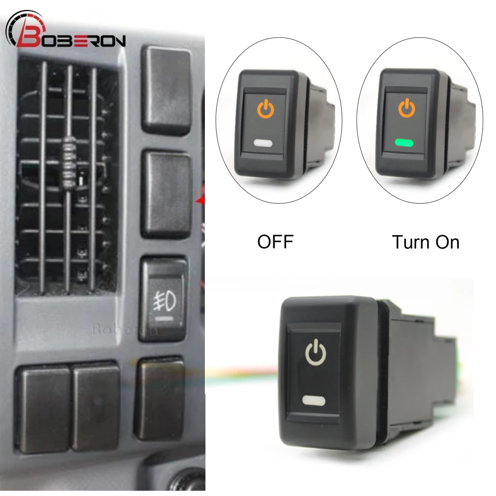 Orange LED Car LED Light Front Fog Lamp Switch Refitted Switch with Wire for Isuzu KV100 700P Accessories