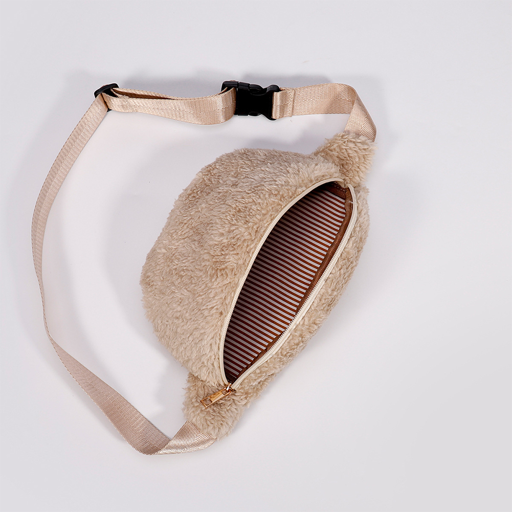 Plush Chest Bag for Women Banana Bag Fuzzy Crossbody Bag Fluffy Sling Bag Furry Shoulder Bag Men Travel Phone Purse Winter Bag 007e8