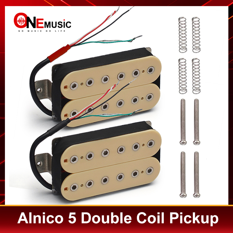 Vintage Alnico 5 Humbucker Pickup Double Coil Electric Guitar Bridge Pickup Black Guitar Parts Warm Sound Ivory