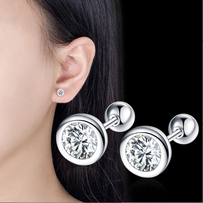 2ct Moissanite Earrings For Women Men Lab Diamond White Gold Plated 925 Sterling Silver Screws Stud Earring Luxury Fine Jewelry