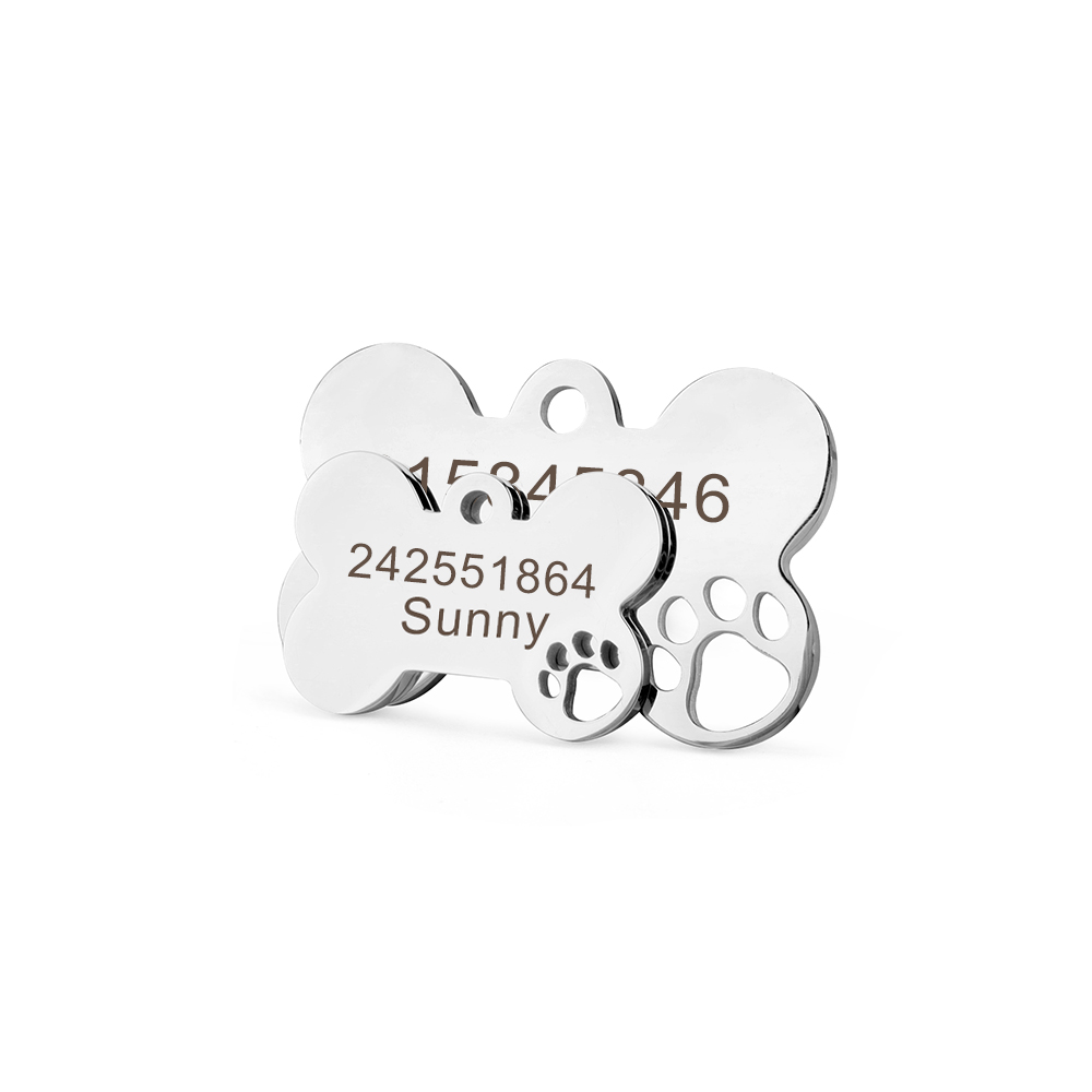Bone Engraved Tag,Personalized Puppy Pet ID,Free Custom Stainless Steel Dog Tag Key Chain Pet Tag for Dog Pet DIY Craft Supplies