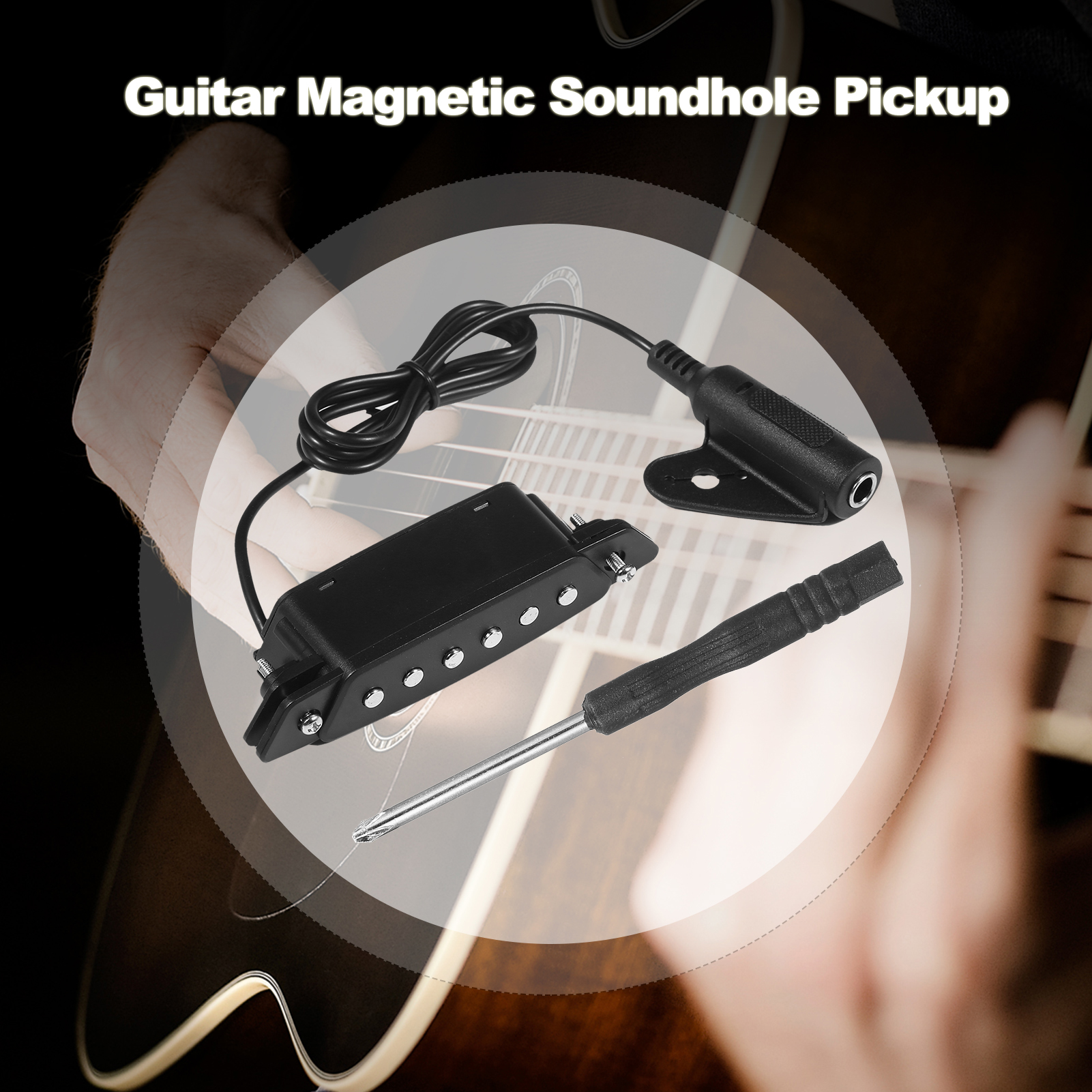 Acoustic Guitar Magnetic Pickup Passive Magnetic Soundhole Coil Pick-up 6.35mm Jack for All Folk Acoustic Guitar Accessories