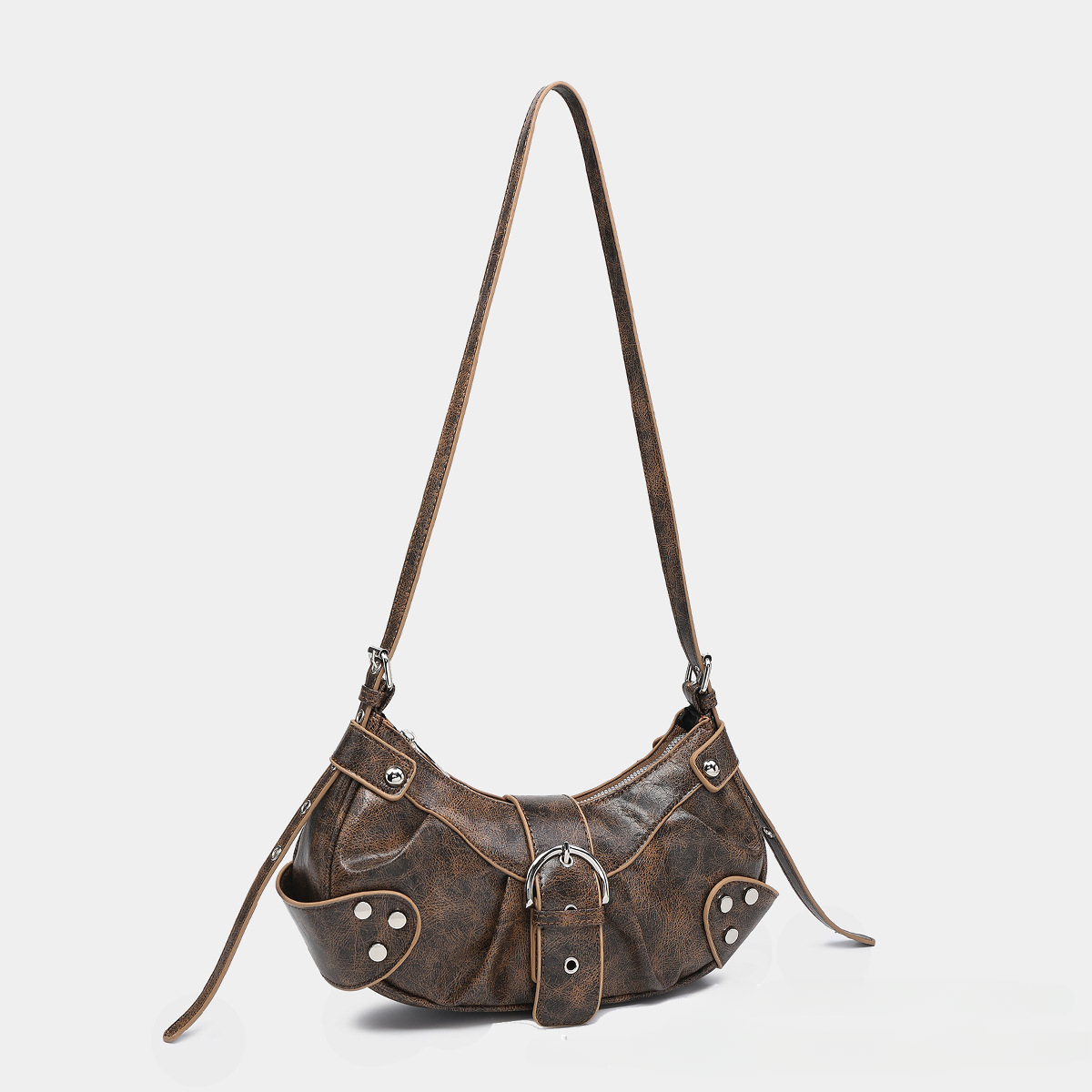 Retro Women's Trendy Moto Mini Underarm PU Crocodile Print Shoulder Bag