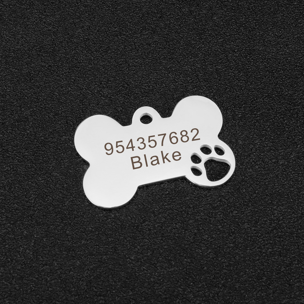 Bone Engraved Tag,Personalized Puppy Pet ID,Free Custom Stainless Steel Dog Tag Key Chain Pet Tag for Dog Pet DIY Craft Supplies