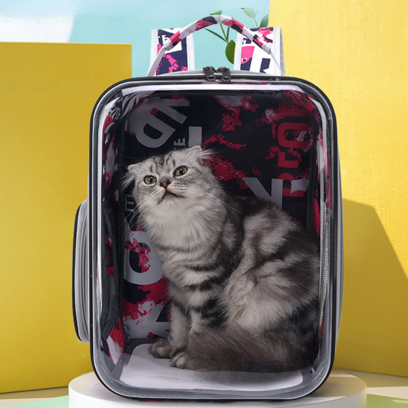 Pet Cat And Dog Going Out Carrying Bag Space Capsule Backpack Cage Double Shoulder Transparent Breathable Waterproof Portable