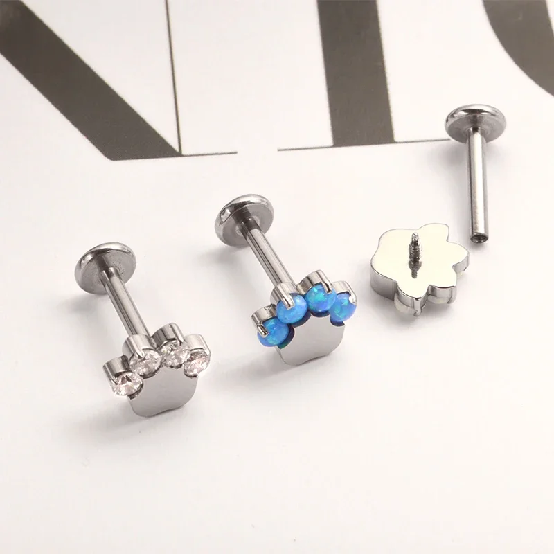 Ti-6AL4V-ELiastm F136 Titanium Tragus Piercing Earring Internally Thread Cartilage Piercing Helix Jewelry Conch Rook Lobe Stud