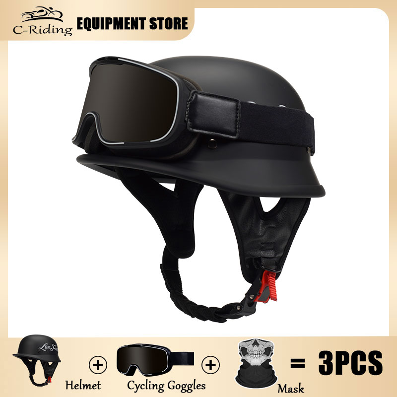 Retro Motor Helmets Motorcycle Helmet Scooter Vintage Half Face Safety Cap Motorbike Crash Motocross Helmet Casco Moto