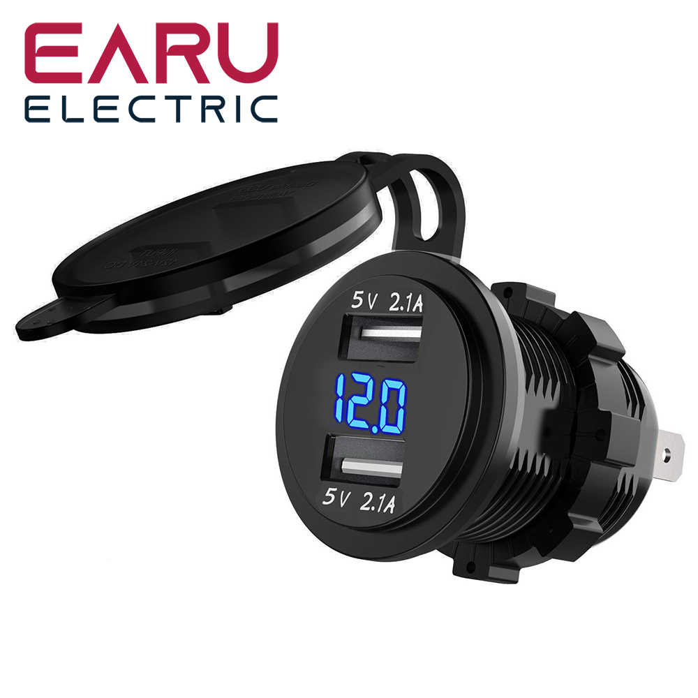 4.2A Charger Socket Power Outlet Adapter 5V Waterproof Dual USB Ports Fast Charge for Smartphone Car Boat Marine D5