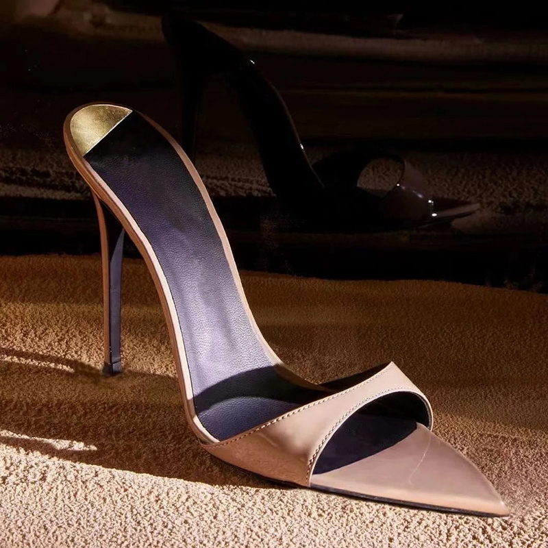 New Patent Leather Summer Sandals Pointed Toe Stiletto High Heels Slipper Dress Shoes Women Sandalias De Las Mujeres 68
