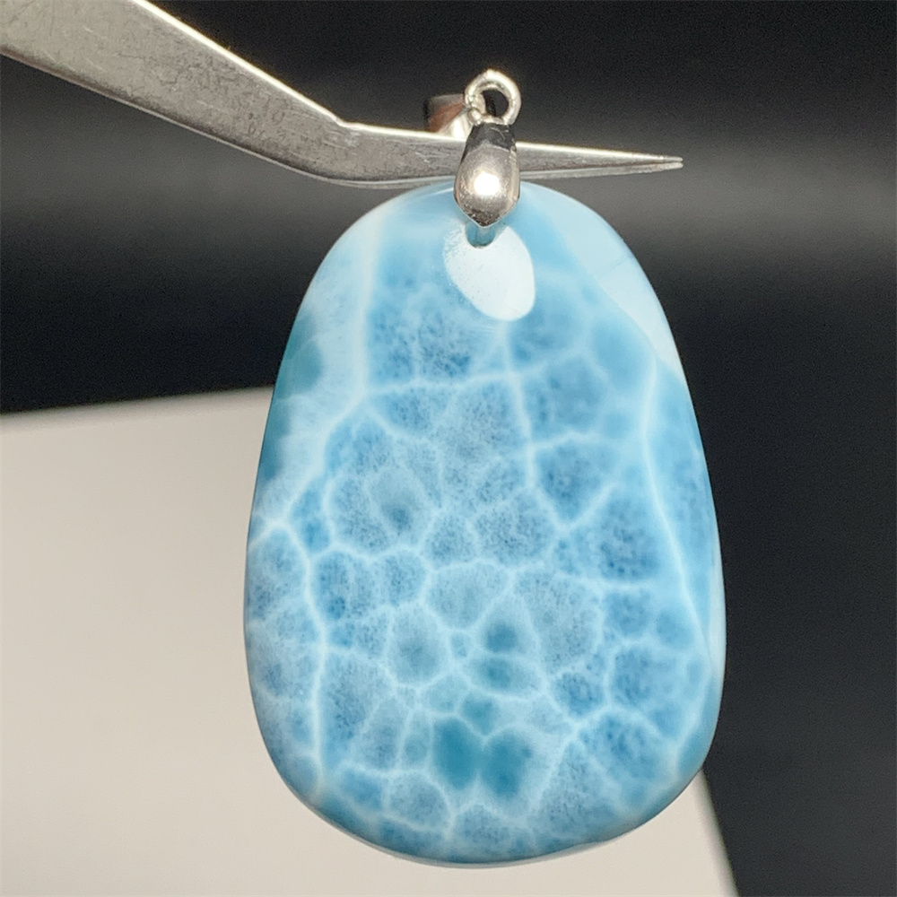 Pendants Natural Blue Larimar Necklaces For Women Rare Tortoisesh Bead Healing ddmysmile Gemstone Jewelry Sterling Sier Clasp Smile