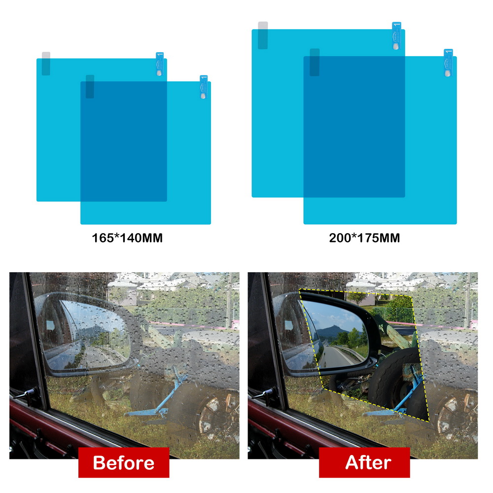2pcs Car Stickers Side Window Protective Film Rear View Mirror Membrane Anti Fog Glare Waterproof Automotive Accessories