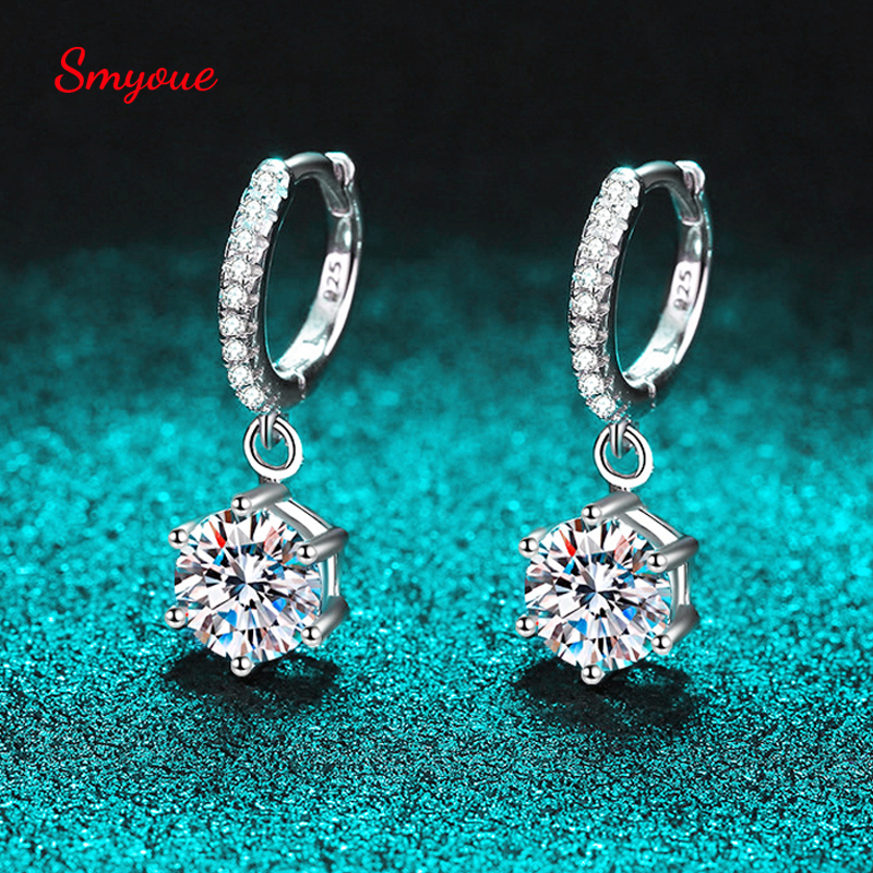 Smyoue White Gold Plated 2ct Moissanite Drop Earring for Women Sparkling Diamond Earring Wedding Jewelry S925 Sterling Silver