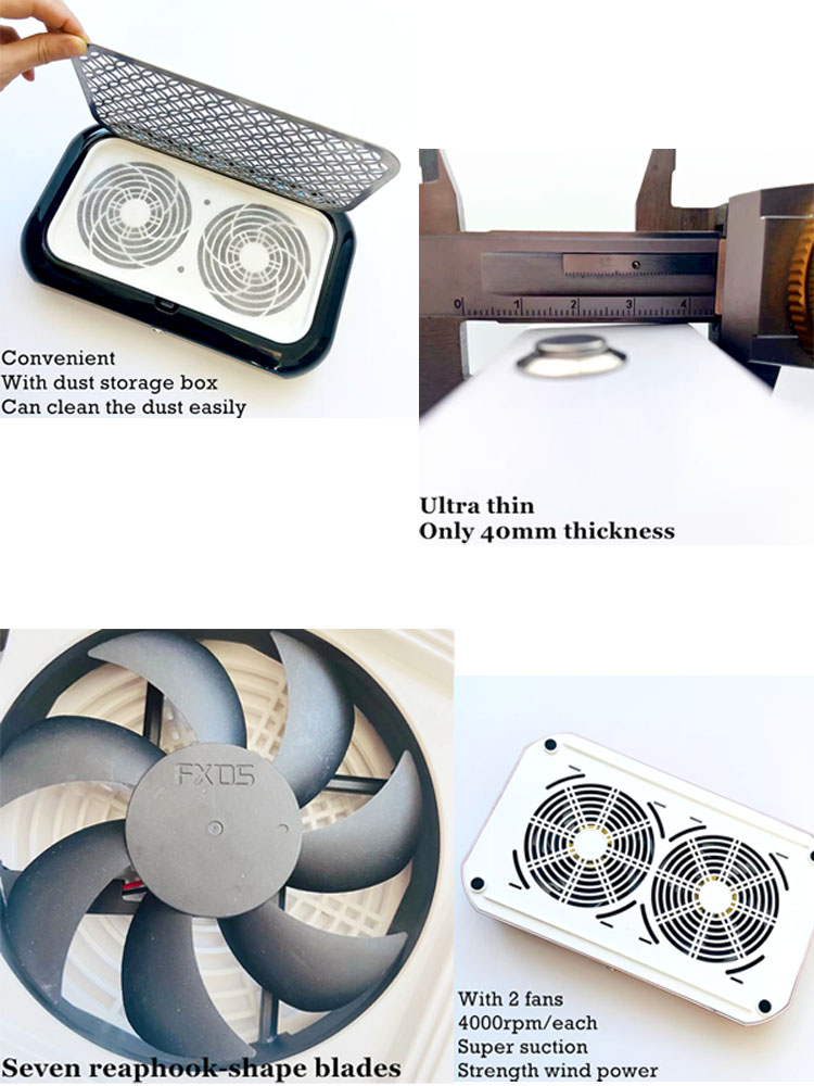 Professional Strong Manicure Vacuum Portable 80w Gel Acrylic Nail Fan Machine Cleaner Aspirator Dust Extractor With Filter