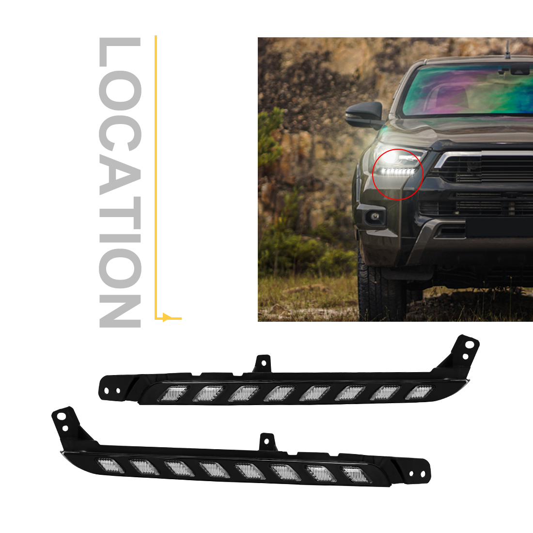 For Toyota Hilux Revo 2020 2021 Car Led DRL Daytime Running Light Dual Color Headlight Turn Signal Lamp With Wire 12V Waterproof