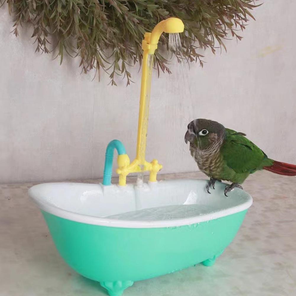 Parrot Automatic IntelligentBath Bird Shower Bathtub AccessoriesHousehold Cute Supplies Cage Blue Plastic AccessoryBird Par D8S4